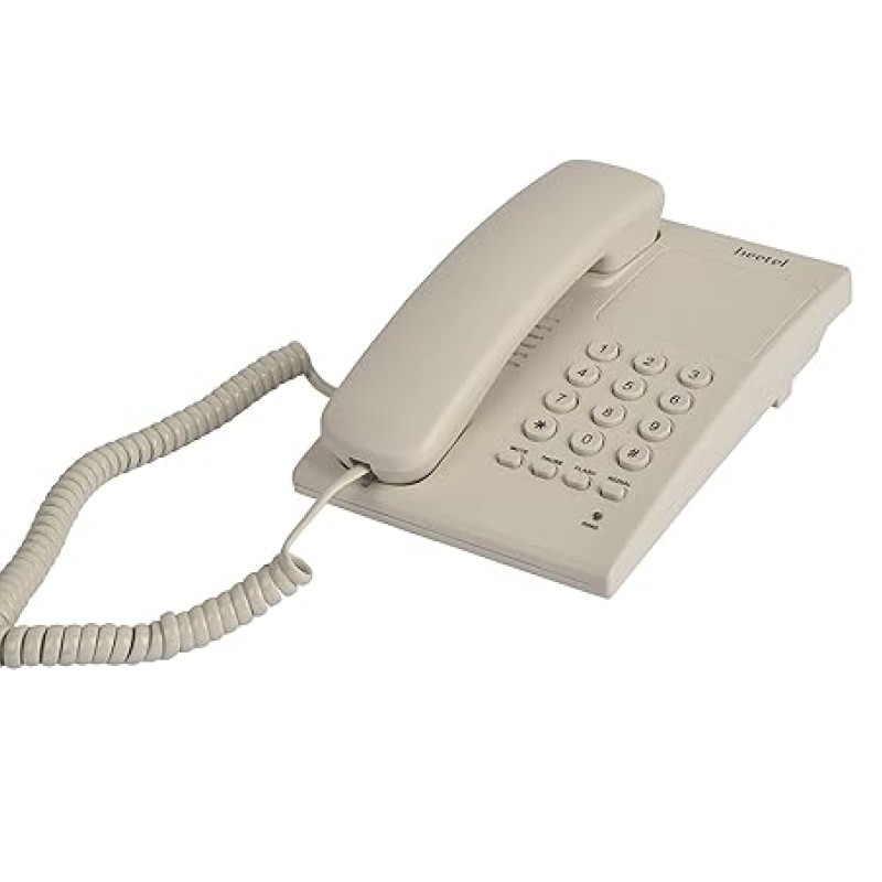 Beetel B17 Corded Landline Phone, Ringer Volume Control, LED for Ring Indication, Wall/Desk Mountable,Elegant Design,Clear Call Quality,Mute/Pause/Flash/Redial Function (Made In India)(Warm Grey)(B17)