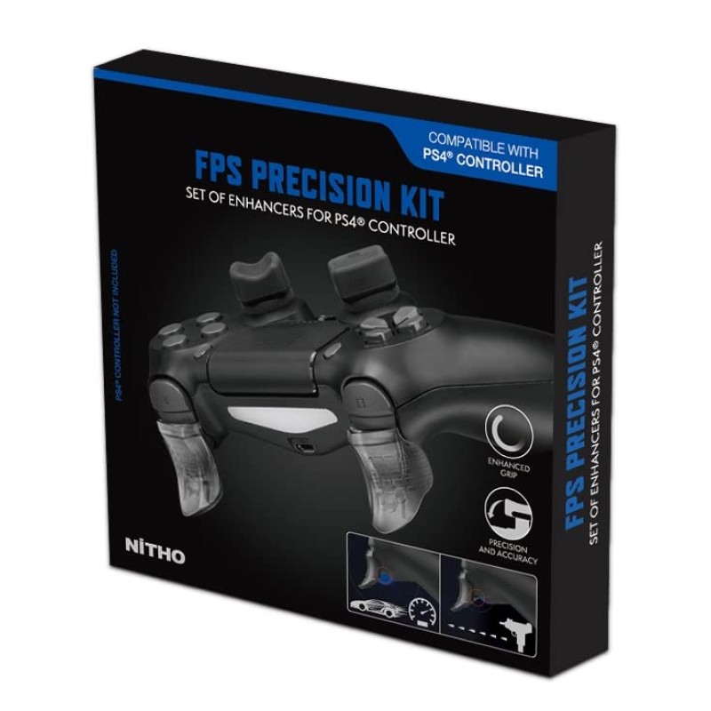 NiTHO FPS Gaming Kit for PS4 Controller, Customizing Enhancers Kit with 3 Sizes of Thumb Grip Caps, Ergonomic Triggers and Stickers, Analog Mini-Stick Precision Rings, Accessories for PS4 - Black NiTHO FPS Gaming Kit for PS4 Controller, Customizing Enhancers Kit with 3 Sizes of Thumb Grip Caps, Ergonomic Triggers and Stickers, Analog Mini-Stick Precision Rings, Accessories for PS4 - Black