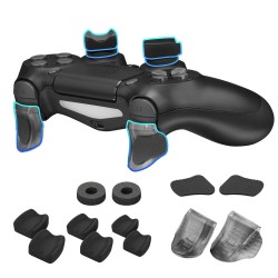 NiTHO FPS Gaming Kit for PS4 Controller, Customizing Enhancers Kit with 3 Sizes of Thumb Grip Caps, Ergonomic Triggers and Stickers, Analog Mini-Stick Precision Rings, Accessories for PS4 - Black