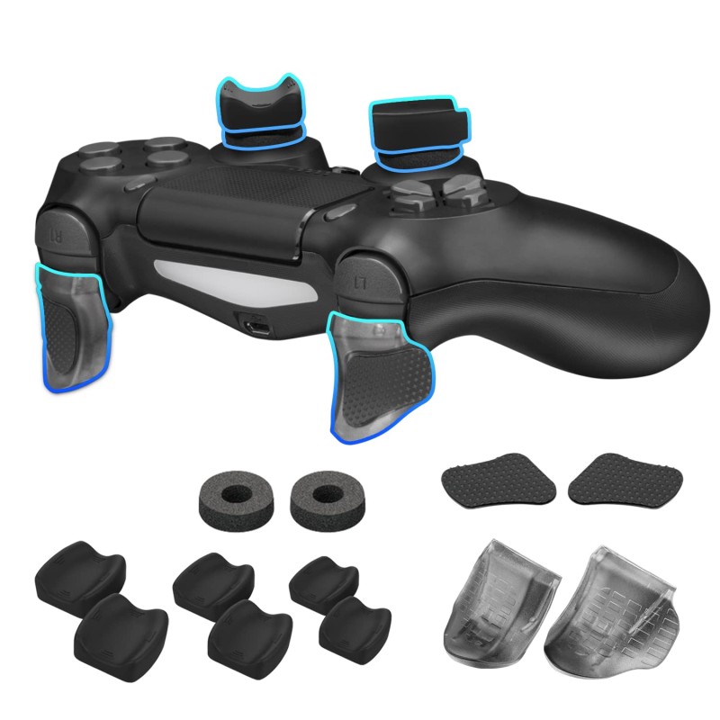 NiTHO FPS Gaming Kit for PS4 Controller, Customizing Enhancers Kit with 3 Sizes of Thumb Grip Caps, Ergonomic Triggers and Stickers, Analog Mini-Stick Precision Rings, Accessories for PS4 - Black NiTHO FPS Gaming Kit for PS4 Controller, Customizing Enhancers Kit with 3 Sizes of Thumb Grip Caps, Ergonomic Triggers and Stickers, Analog Mini-Stick Precision Rings, Accessories for PS4 - Black