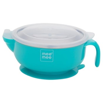 Mee Mee Air Tight Baby Feeding Bowl | BPA Free | Stay Warm Bowl | Food Remains Warm | Multi-Functional Snack/Fruit | Suction Non-Spill Bowl (Blue)