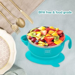 Mee Mee Air Tight Baby Feeding Bowl | BPA Free | Stay Warm Bowl | Food Remains Warm | Multi-Functional Snack/Fruit | Suction Non-Spill Bowl (Blue)