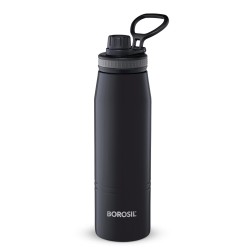 Borosil Hydra GoSports 900 ml Stainless Steel Wate Bottle | Double Wall Vacuum Insulated Flask, Black | 14 Hrs Hot & 18 Hours Cold | Ideal for Personal & Corporate Gifting