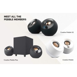 Creative Pebble V2 - Minimalistic 2.0 USB-C Powered Desktop Speakers, 3.5 mm AUX-in, 8W RMs with 16W Peak Power for Computers and Laptops, Type-A Adapter Included and Extended Cable (Black)