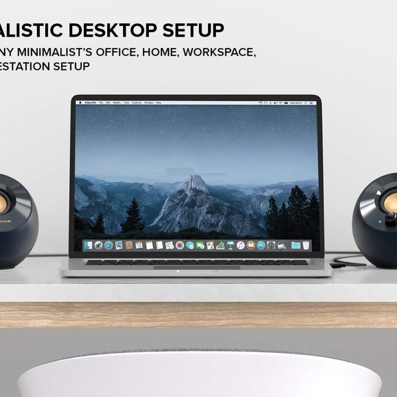 Creative Pebble V2 - Minimalistic 2.0 USB-C Powered Desktop Speakers, 3.5 mm AUX-in, 8W RMs with 16W Peak Power for Computers and Laptops, Type-A Adapter Included and Extended Cable (Black)