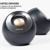 Creative Pebble V2 - Minimalistic 2.0 USB-C Powered Desktop Speakers, 3.5 mm AUX-in, 8W RMs with 16W Peak Power for Computers and Laptops, Type-A Adapter Included and Extended Cable (Black)