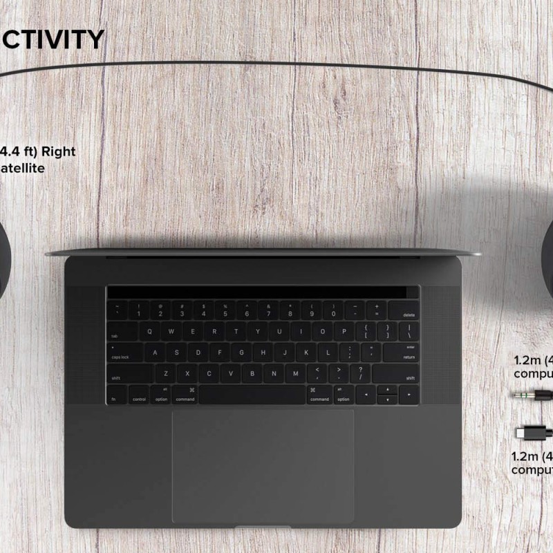 Creative Pebble V2 - Minimalistic 2.0 USB-C Powered Desktop Speakers, 3.5 mm AUX-in, 8W RMs with 16W Peak Power for Computers and Laptops, Type-A Adapter Included and Extended Cable (Black)