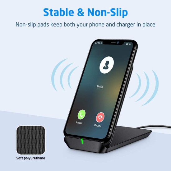 Esr Foldable Wireless Charger, Fast Wireless Charging Stand & Pad, Compatible With Iphone 11/11 Pro Max/Se/Xr/Xs Max/Xs/X, Galaxy S21/S21+/S21 Ultra/S20/S20+/S20 Ultra/Note10, 5W For Pixel 3/4, Black