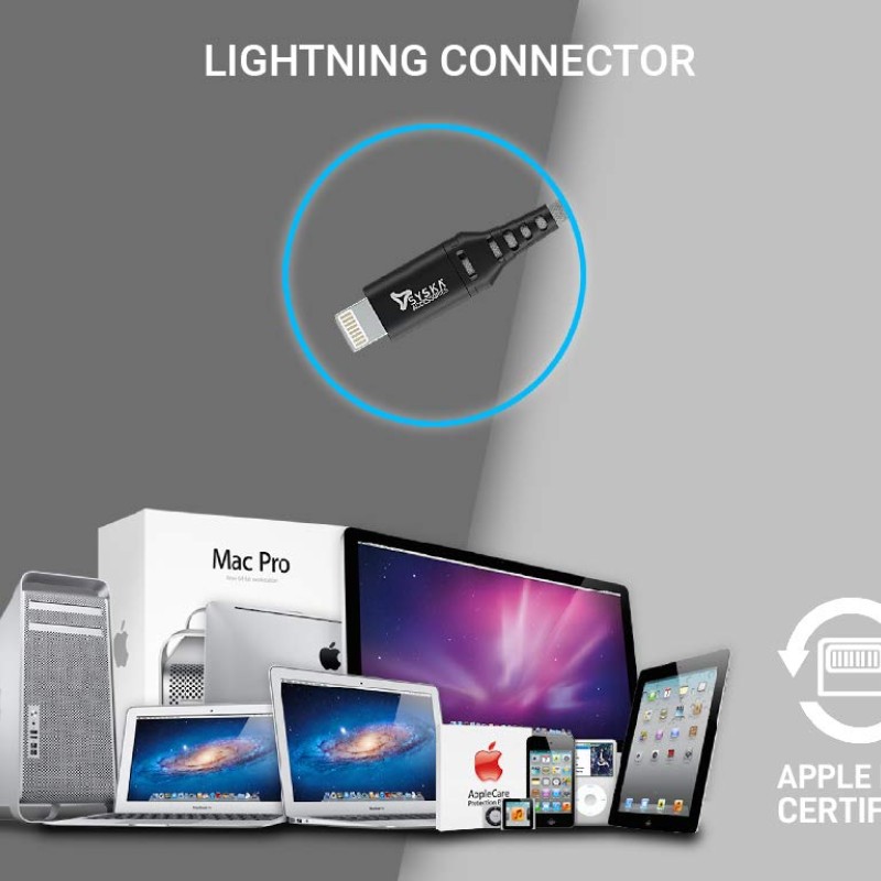 Syska CCAP80 1.5M Lightning Cable 2.4A Fast Charging (Grey) Syska CCAP80 1.5M Lightning Cable 2.4A Fast Charging (Grey)