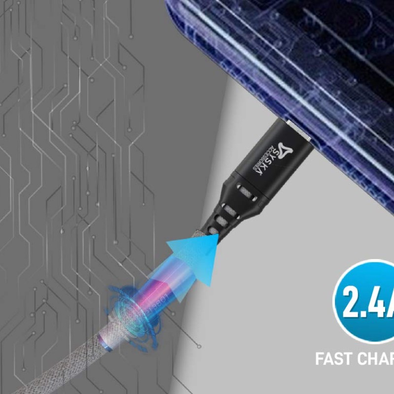 Syska CCAP80 1.5M Lightning Cable 2.4A Fast Charging (Grey) Syska CCAP80 1.5M Lightning Cable 2.4A Fast Charging (Grey)