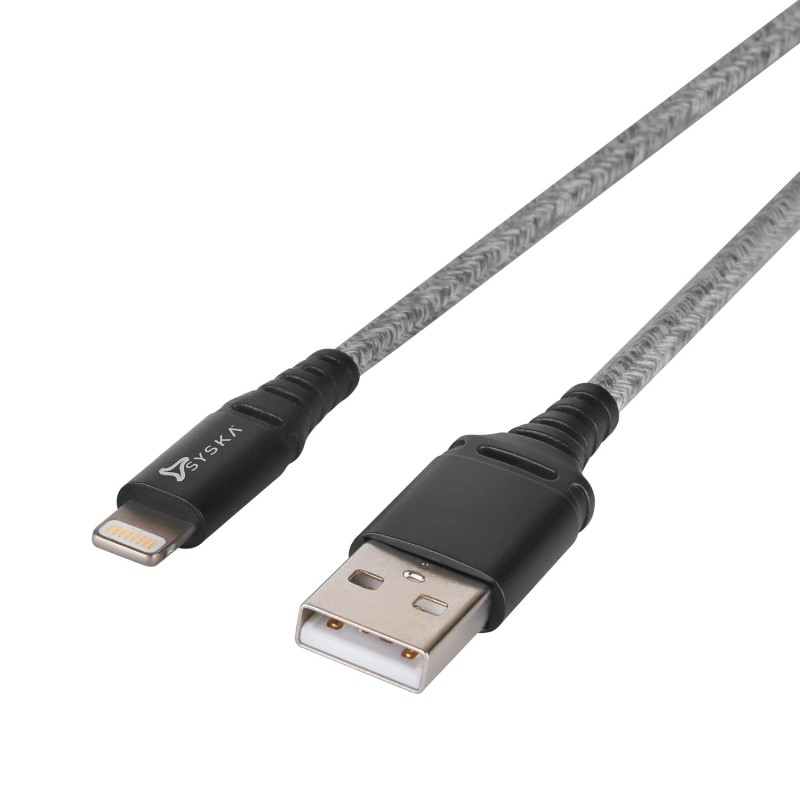 Syska CCAP80 1.5M Lightning Cable 2.4A Fast Charging (Grey) Syska CCAP80 1.5M Lightning Cable 2.4A Fast Charging (Grey)