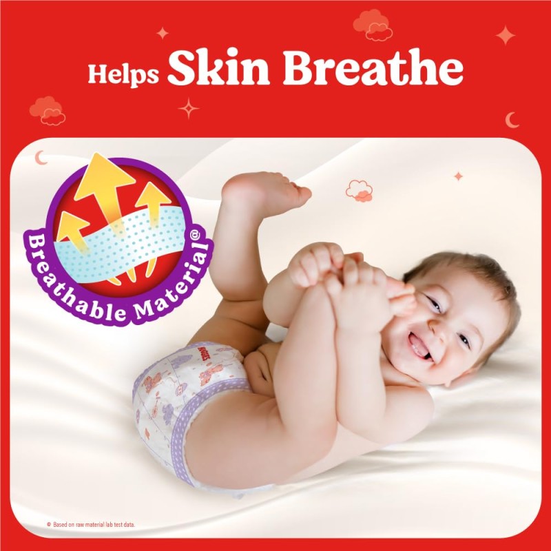 Huggies Dry Tape | Adjustable Tape Style Diapers, Small (S) Size (4-8 Kgs), Pack of 34 | Up To 2X Faster Absorption, Up To 12 Hours Overnight Absorption unisex