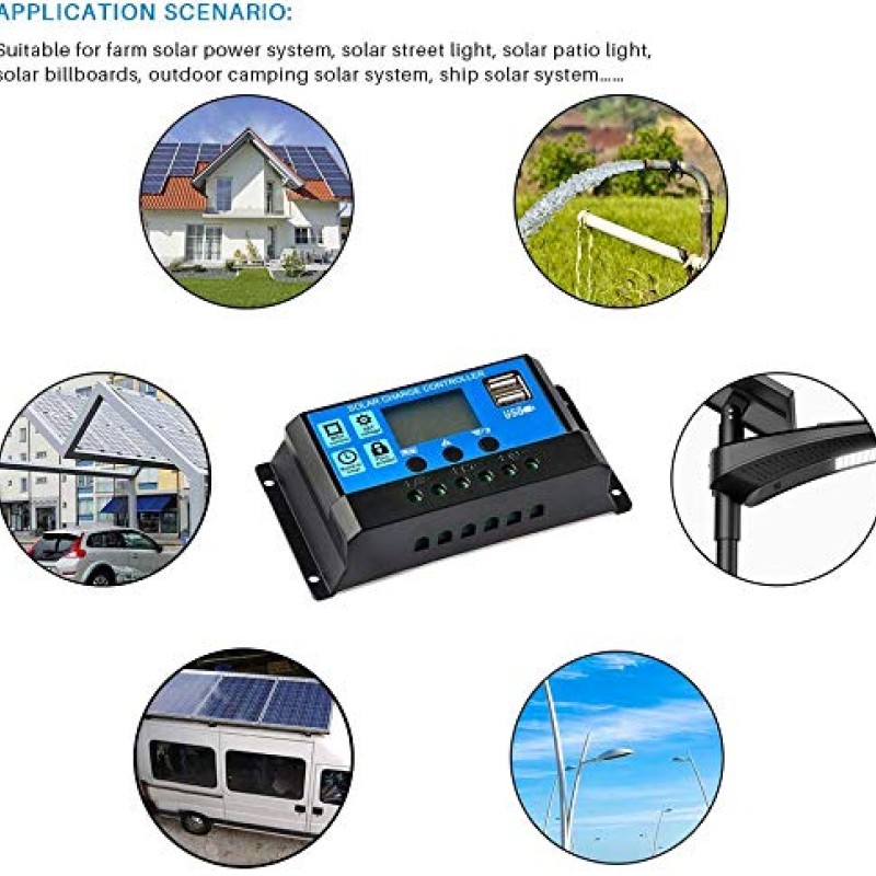 ELEPHANTBOAT� ABS 30A 12V 24V Solar Panel Charger Controller Battery Regulator Dual USB LCD Display (Blue) ELEPHANTBOAT� ABS 30A 12V 24V Solar Panel Charger Controller Battery Regulator Dual USB LCD Display (Blue)