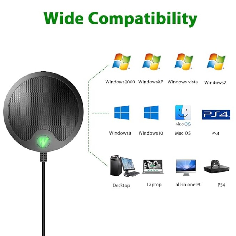 Maono AU-BM10 Boundary Conference USB Microphone with Mute and Headphone Playback, Omnidirectional Mic, Black Maono AU-BM10 Boundary Conference USB Microphone with Mute and Headphone Playback, Omnidirectional Mic, Black