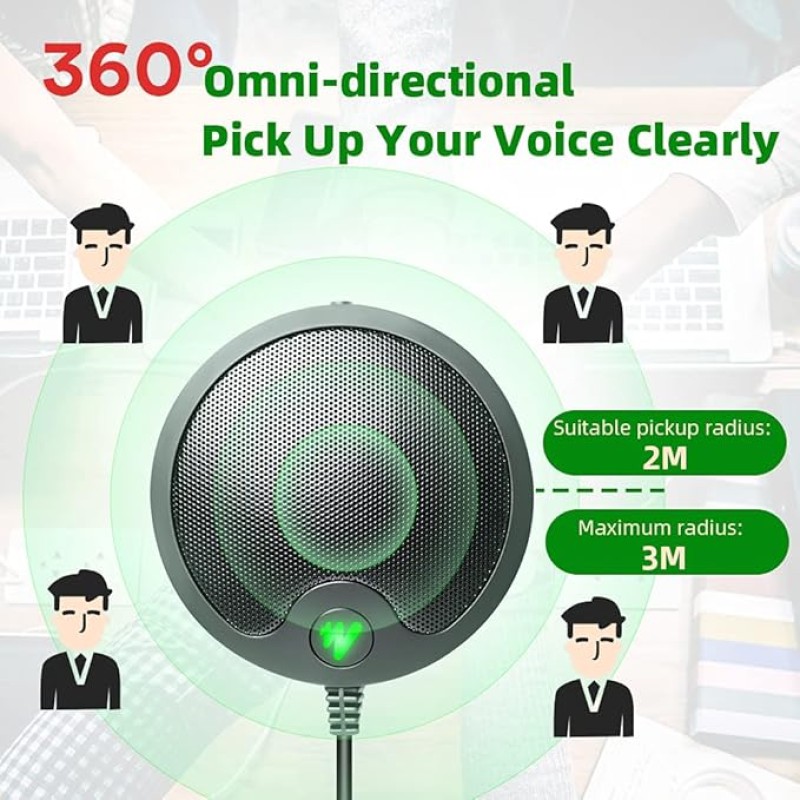 Maono AU-BM10 Boundary Conference USB Microphone with Mute and Headphone Playback, Omnidirectional Mic, Black Maono AU-BM10 Boundary Conference USB Microphone with Mute and Headphone Playback, Omnidirectional Mic, Black