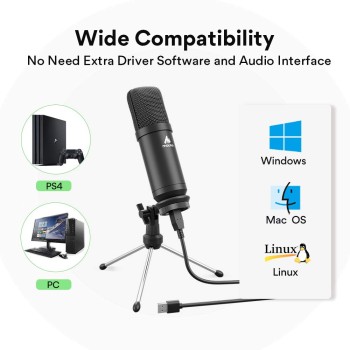 (Refurbished) Maono AU-A04TR USB Condenser Cardioid Microphone Kit with Tripod for Podcast, PC, Gaming, Recording, YouTube, Vlogging (Refurbished) Maono AU-A04TR USB Condenser Cardioid Microphone Kit with Tripod for Podcast, PC, Gaming, Recording, YouTube, Vlogging