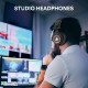 MAONO AU-MH501 Over-Ear Wired Studio Headphones, Stereo Monitor Closed Back Headsets with 50mm Driver and Lightweight Foldable Design for Gaming, Singing, Microphone Recording, Mobile, PC (Black)