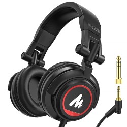 MAONO AU-MH501 Over-Ear Wired Studio Headphones, Stereo Monitor Closed Back Headsets with 50mm Driver and Lightweight Foldable Design for Gaming, Singing, Microphone Recording, Mobile, PC (Black)