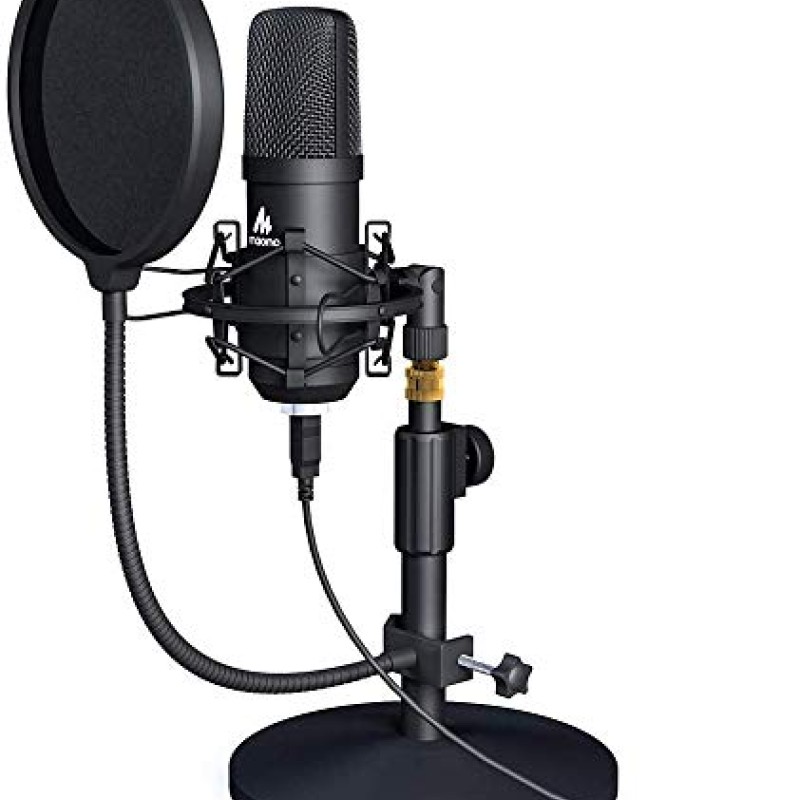 Maono AU-A04T USB Condenser Podcast PC Microphone Kit with Pop Filter and Stand for Computer, YouTube and Gaming Recording