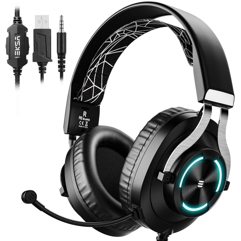 Eksa E3000 Gaming Wired On Ear Headphones With Mic With Stereo, Gaming With Noise Cancelling, Led Light For Pc, Ps4, Ps5 (Black) Eksa E3000 Gaming Wired On Ear Headphones With Mic With Stereo, Gaming With Noise Cancelling, Led Light For Pc, Ps4, Ps5 (Black)