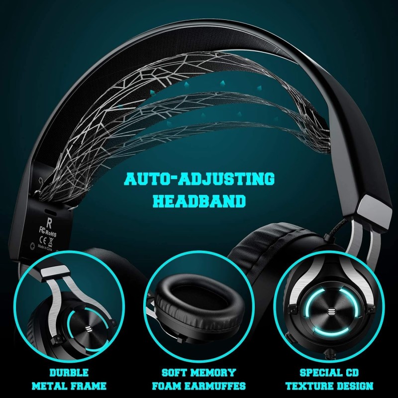 Eksa E3000 Gaming Wired On Ear Headphones With Mic With Stereo, Gaming With Noise Cancelling, Led Light For Pc, Ps4, Ps5 (Black) Eksa E3000 Gaming Wired On Ear Headphones With Mic With Stereo, Gaming With Noise Cancelling, Led Light For Pc, Ps4, Ps5 (Black)