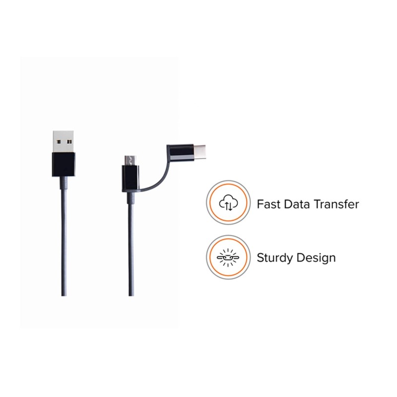 (Refurbished) Mi 2-in-1 USB Cable 100cm Black|Multipurpose Cable which Supports Both Type C & Type B/Micro USB Devices|480Mbps Speed|Compatible with All mobiles & Accessories (Refurbished) Mi 2-in-1 USB Cable 100cm Black|Multipurpose Cable which Supports Both Type C & Type B/Micro USB Devices|480Mbps Speed|Compatible with All mobiles & Accessories