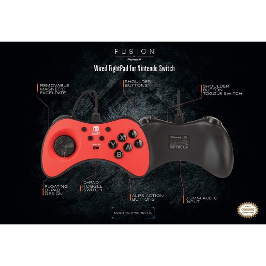 PowerA FUSION Wired FightPad Gaming Controller for Nintendo Switch, Red (Officially Licensed)