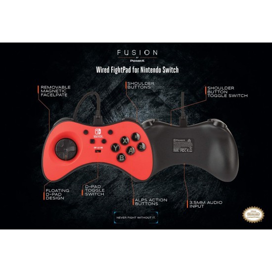 PowerA FUSION Wired FightPad Gaming Controller for Nintendo Switch, Red (Officially Licensed)