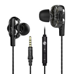 pTron Boom Ultima 4D Dual Driver, In Ear Gaming Wired Headphones with Mic, Volume Control & Passive Noise Cancelling Boom 3 Earphones - (Black)