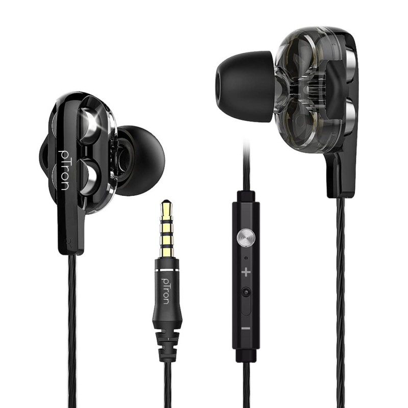 pTron Boom Ultima 4D Dual Driver, In Ear Gaming Wired Headphones with Mic, Volume Control & Passive Noise Cancelling Boom 3 Earphones - (Black) pTron Boom Ultima 4D Dual Driver, In Ear Gaming Wired Headphones with Mic, Volume Control & Passive Noise Cancelling Boom 3 Earphones - (Black)