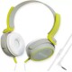 Adcom AD-28038 Junior Wired On-Ear Stereo Headphones with Microphone, Adjustable Leather Padded Cushions and 40mm Drivers (Grey/Green)