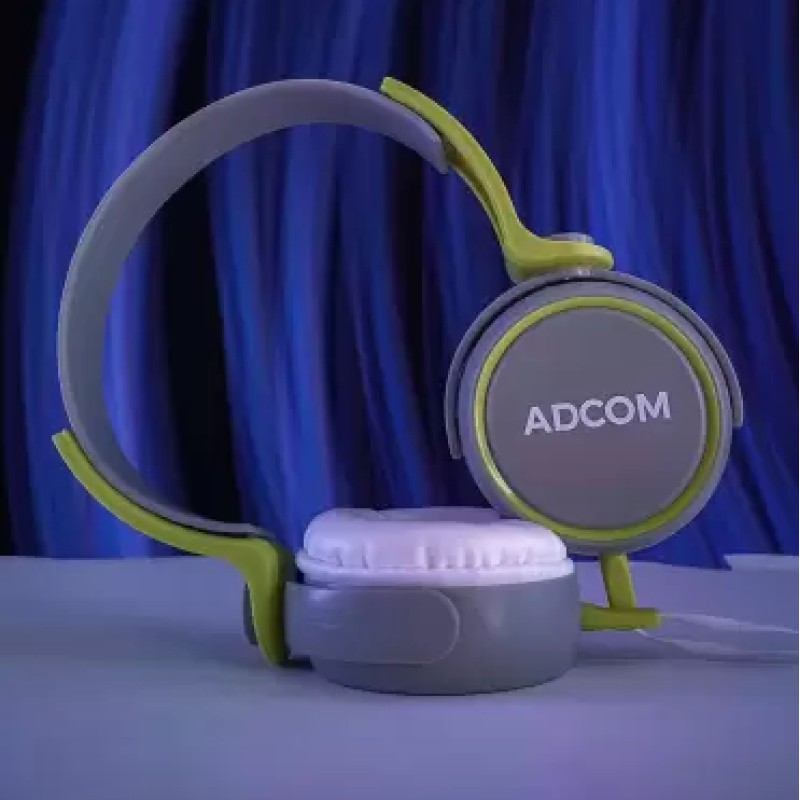 Adcom AD-28038 Junior Wired On-Ear Stereo Headphones with Microphone, Adjustable Leather Padded Cushions and 40mm Drivers (Grey/Green) Adcom AD-28038 Junior Wired On-Ear Stereo Headphones with Microphone, Adjustable Leather Padded Cushions and 40mm Drivers (Grey/Green)