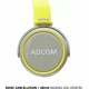 Adcom AD-28038 Junior Wired On-Ear Stereo Headphones with Microphone, Adjustable Leather Padded Cushions and 40mm Drivers (Grey/Green)