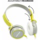 Adcom AD-28038 Junior Wired On-Ear Stereo Headphones with Microphone, Adjustable Leather Padded Cushions and 40mm Drivers (Grey/Green)