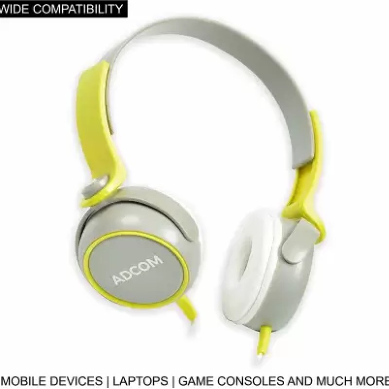 Adcom AD-28038 Junior Wired On-Ear Stereo Headphones with Microphone, Adjustable Leather Padded Cushions and 40mm Drivers (Grey/Green) Adcom AD-28038 Junior Wired On-Ear Stereo Headphones with Microphone, Adjustable Leather Padded Cushions and 40mm Drivers (Grey/Green)