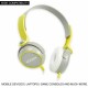 Adcom AD-28038 Junior Wired On-Ear Stereo Headphones with Microphone, Adjustable Leather Padded Cushions and 40mm Drivers (Grey/Green)