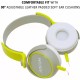 Adcom AD-28038 Junior Wired On-Ear Stereo Headphones with Microphone, Adjustable Leather Padded Cushions and 40mm Drivers (Grey/Green)