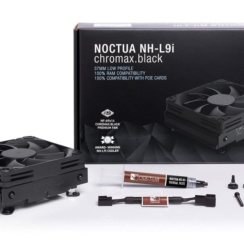 NOCTUA NH-L9i chromax.Black CPU Air Cooler I Intel LGA1150, LGA1151, LGA1155, LGA1156, LGA1200, AMD AM4 with NM-AM4-L9aL9i NOCTUA NH-L9i chromax.Black CPU Air Cooler I Intel LGA1150, LGA1151, LGA1155, LGA1156, LGA1200, AMD AM4 with NM-AM4-L9aL9i