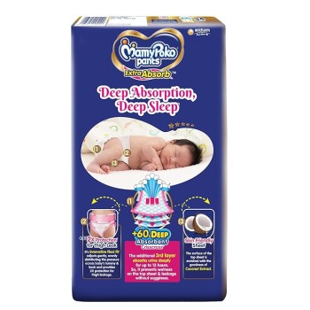 MamyPoko Pants Extra Absorb Baby Diapers, Extra Extra Large (XXL Size) | 15-25 kg | 34 Count |Deep Sleep Diapers| Soft Gentle fit |Deep Absorbent Crisscross | Skin Friendly with Coconut Oil | MamyPoko Pants Extra Absorb Baby Diapers, Extra Extra Large (XXL Size) | 15-25 kg | 34 Count |Deep Sleep Diapers| Soft Gentle fit |Deep Absorbent Crisscross | Skin Friendly with Coconut Oil |
