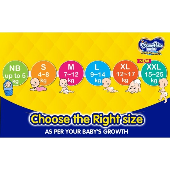 MamyPoko Pants All Night Absorb Baby Diapers Small (S), 90 Count 4-8 Kg, 34 Grams
