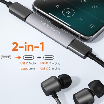 CableCreation USB C Splitter Audio and Charging, USB-C Audio Adapter, Type C Splitter for New iPad Pro, MacBook Air, Galaxy S23 ultra, S9, S10, S20, S21 Ultra, S22, iphone 15 CableCreation USB C Splitter Audio and Charging, USB-C Audio Adapter, Type C Splitter for New iPad Pro, MacBook Air, Galaxy S23 ultra, S9, S10, S20, S21 Ultra, S22, iphone 15