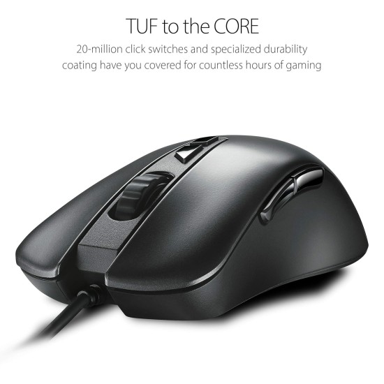 ASUS TUF Gaming M3 Optical USB RGB Gaming Mouse Featuring A 7000 DPI Optical Sensor, 7 Programmable Buttons, 4-Level DPI Switch and Aura Sync RGB Lighting