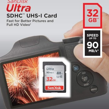 SanDisk 32GB Ultra SDHC UHS-I Memory Card - 90MB/s, C10, U1, Full HD, SD Card - SDSDUNR-032G-GN6IN