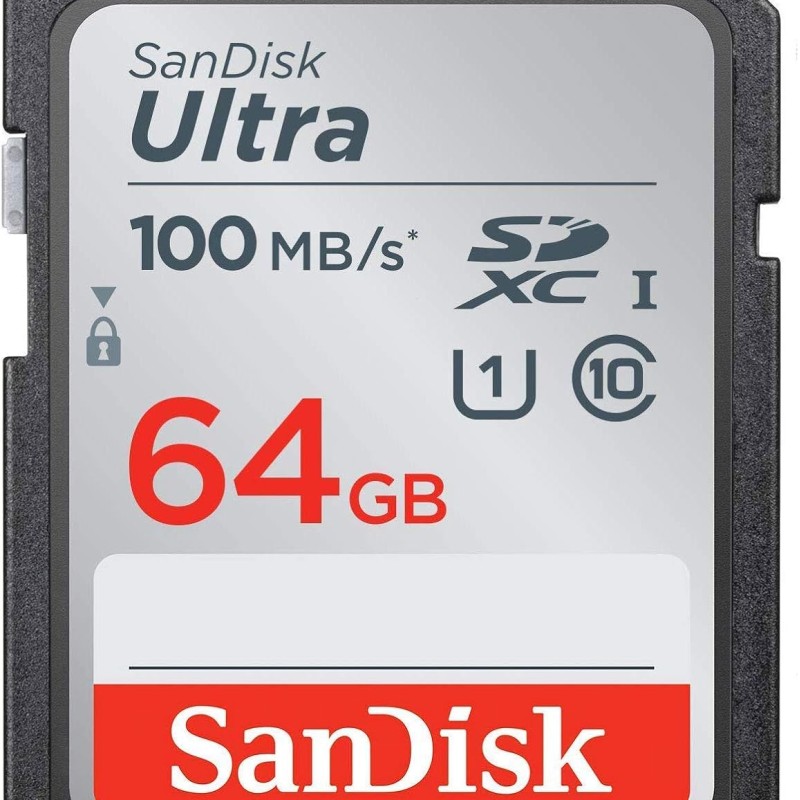 SanDisk 64GB Ultra SDXC UHS-I Memory Card - 100MB/s, C10, U1, Full HD, SD Card - SDSDUNR-064G-GN6IN SanDisk 64GB Ultra SDXC UHS-I Memory Card - 100MB/s, C10, U1, Full HD, SD Card - SDSDUNR-064G-GN6IN