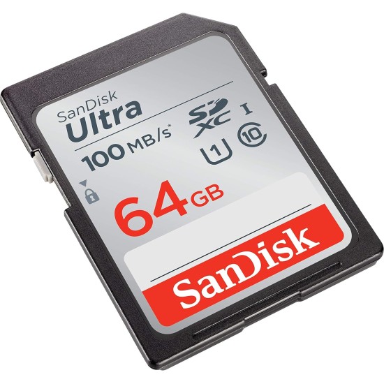 SanDisk 64GB Ultra SDXC UHS-I Memory Card - 100MB/s, C10, U1, Full HD, SD Card - SDSDUNR-064G-GN6IN