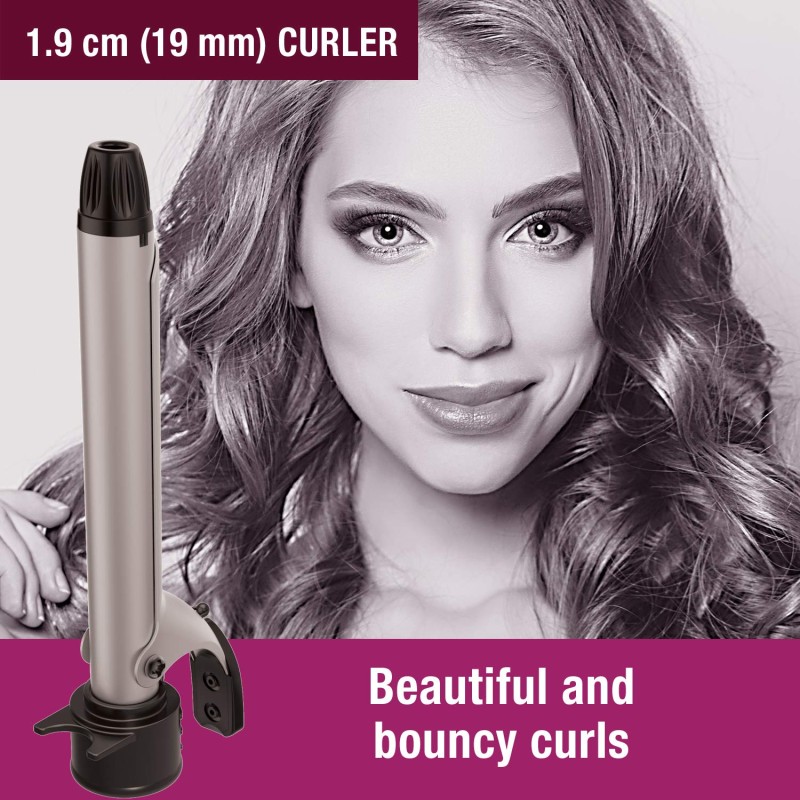 Havells 5-in-1 Multi Styling Kit - Straightener, Curler, Crimper, Conical Curler & Volume Brush, for Multiple Hair Styles, Silver/Black, HC4045 Havells 5-in-1 Multi Styling Kit - Straightener, Curler, Crimper, Conical Curler & Volume Brush, for Multiple Hair Styles, Silver/Black, HC4045