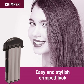 Havells 5-in-1 Multi Styling Kit - Straightener, Curler, Crimper, Conical Curler & Volume Brush, for Multiple Hair Styles, Silver/Black, HC4045 Havells 5-in-1 Multi Styling Kit - Straightener, Curler, Crimper, Conical Curler & Volume Brush, for Multiple Hair Styles, Silver/Black, HC4045