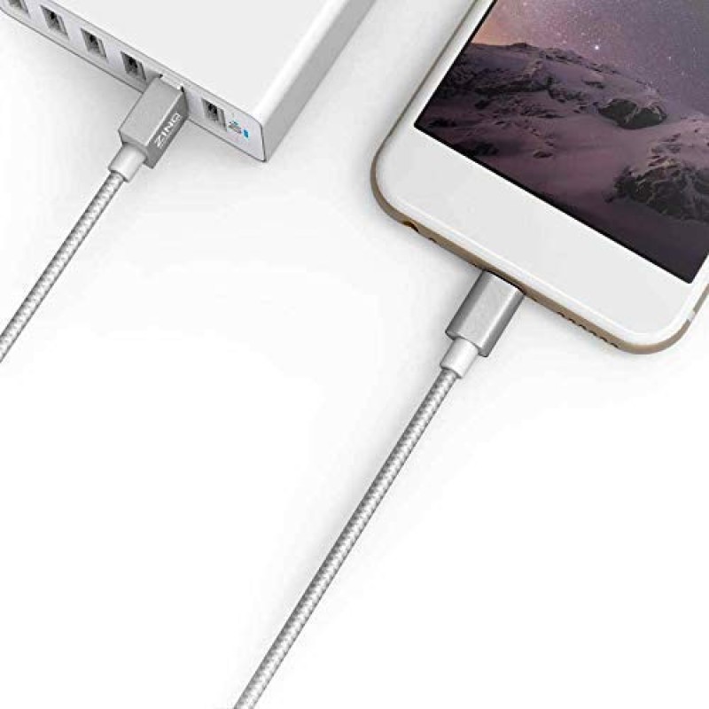(Refurbished) Zinq Technologies USB Type C to USB Type A 2.0 Cable for Smartphone (Silver)