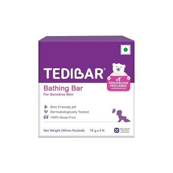 Tedibar Baby Bathing Bar | For Baby�s Sensitive Skin | Gentle Cleansing, Skin-friendly, pH 5.5, 75gm, Pack of 2