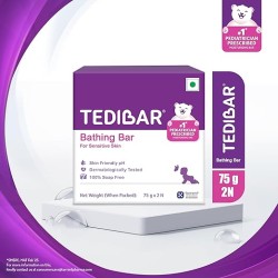 Tedibar Baby Bathing Bar | For Baby’s Sensitive Skin | Gentle Cleansing, Skin-friendly, pH 5.5, 75gm, Pack of 2